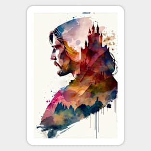 Knight and Castle Double Exposure Sticker